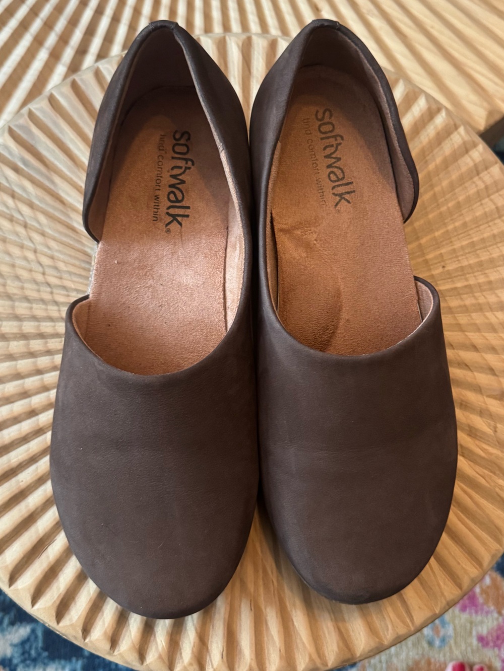 SoftWalk Addie Half d’Orsay Clog Brown size 12WW Comfort extra wide
